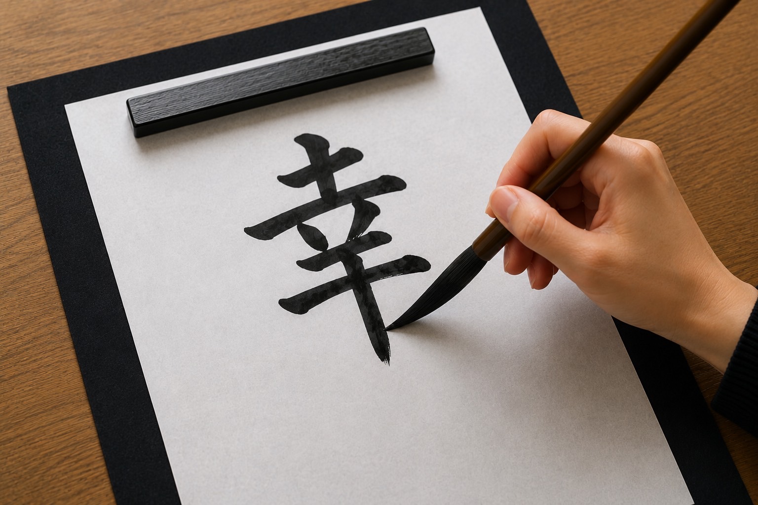 筆で選んだ漢字を書く練習